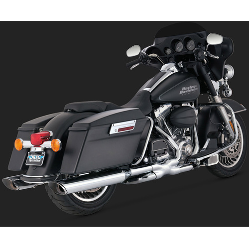 Vance & Hines Mufflers, Twin Slash Monster, Slip-On, Oval, Steel, Chrome, Straight Tip Outlet, Touring 95-15, H-D, Pair