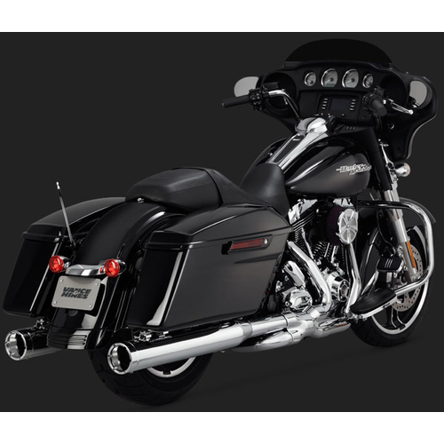 Vance & Hines Mufflers, Monster, Slip-On, Round, Steel, Chrome, Straight Tip Outlet, Touring 95-15, H-D, Pair