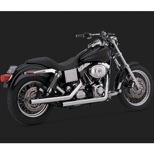 Vance & Hines Mufflers, Straightshot Original, Full, Round, Steel, Chrome, Round Outlet, Lo-Lo Dyna 91-05, H-D, Kit
