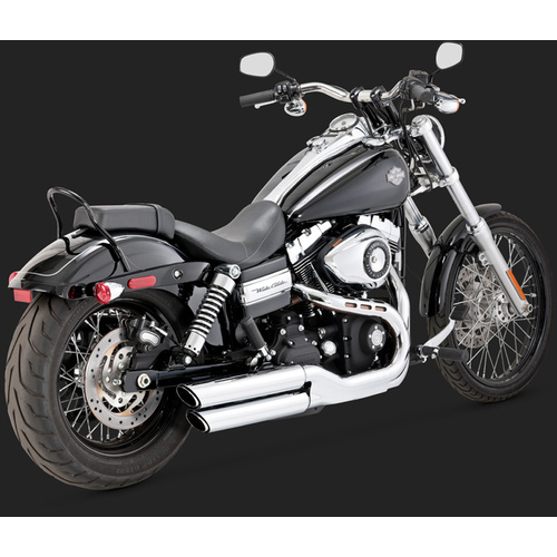 Vance & Hines Mufflers, Twin Slash, Slip-On, Round, Steel, Chrome, Angle Cut Outlet, 3In Dyna FXDF/FXDWG 11-15, H-D, Pair