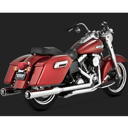 Vance & Hines Mufflers, Monster Dual, Full, Round, Steel, Chrome, Round Straight Outlet, Switchback Monster 12-15 Dyna Switchback, H-D, Kit