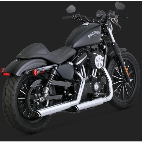 Vance & Hines Mufflers, Twin Slash, Slip-On, Round, Steel, Chrome, Angle Cut Outlet, 3In. Sportster 14-15, H-D, Pair