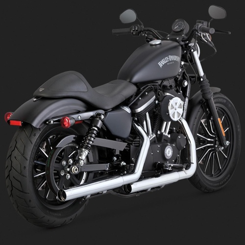 Vance & Hines Mufflers, Straightshot HS, Slip-On, Round, Steel, Chrome, Straight Tip Outlet, Hs Sportster 14-15, H-D, Pair