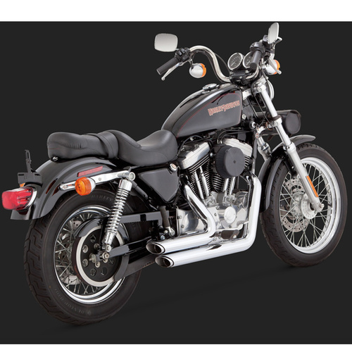Vance & Hines Exhaust System, Shortshot Staggered, Full, Steel, Chrome, Round Slant Outlet, Sportster 99-03, H-D, Each