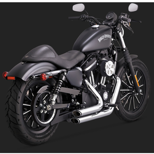 Vance & Hines Exhaust System, Shortshot Staggered, Full, Steel, Chrome, Round Slant Outlet, Sportster 14-15, H-D, Each