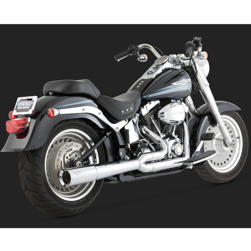 Vance & Hines Mufflers, Pro Pipe, Full, Steel, Chrome, Round Straight Outlet, Softail 86-11 (86-06 Models Need V16925 O2 Sensor Bungs), H-D, Kit