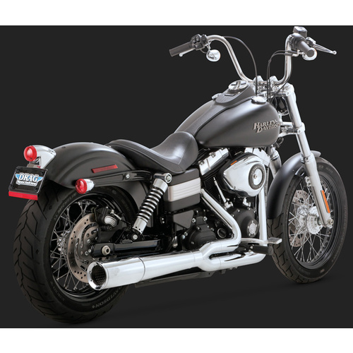 Vance & Hines Exhaust System, Pro Pipe, Full, Steel, Chrome, Round Straight Outlet, Dyna 12-15, H-D, Each