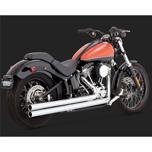 Vance & Hines Mufflers, Bigshot, Full, Steel, Chrome, Round Straight Outlet, Long Softail 12-15, H-D, Kit