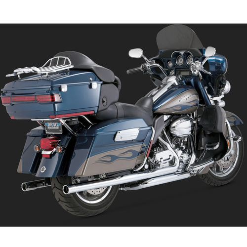 Vance & Hines Mufflers, Bigshot, Full, Steel, Chrome, Round Straight Outlet, Duals Touring 10-14, H-D, Kit