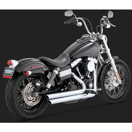 Vance & Hines Mufflers, Bigshot, Full, Steel, Chrome, Round Slant Outlet, Staggered Dyna 12-15 (Excl Switchback), H-D, Kit