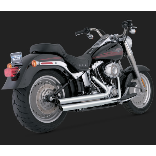 Vance & Hines Exhaust System, Double Barrel Staggered, Dual In/Dual Out, Steel, Chrome, Slant Cut, Double Barrel Softail 07-11, H-D, Kit