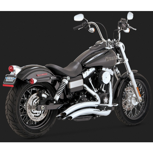 Vance & Hines Mufflers, Big Radius, Full, Steel, Chrome, Round Scalloped Outlet, Dyna 12-15 (Excl Switch Back), H-D, Kit