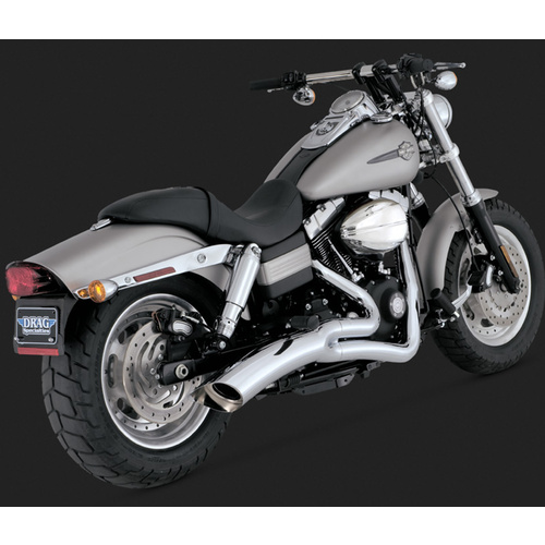 Vance & Hines Mufflers, Big Radius, Full, Steel, Chrome, Round Scalloped Outlet, 2-1 Dyna 06-11, H-D, Kit