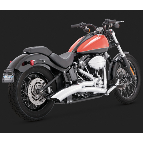 Vance & Hines Mufflers, Big Radius, Full, Steel, Chrome, Round Scalloped Outlet, 2-1 Softail 12-15, H-D, Kit
