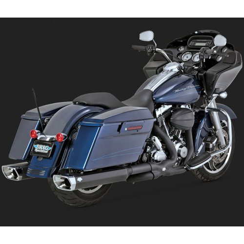 Vance & Hines Mufflers, Monster, Slip-On, Square, Steel, Black Ceramic Coated, Angle Cut Outlet, Touring 95-15, H-D, Pair