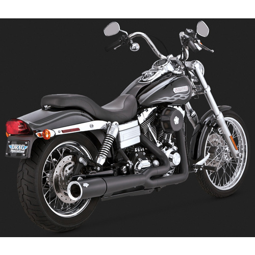 Vance & Hines Exhaust System, Pro Pipe, Full, Steel, Black Ceramic Coated, Round Straight Outlet, Dyna 12-15, H-D, Each