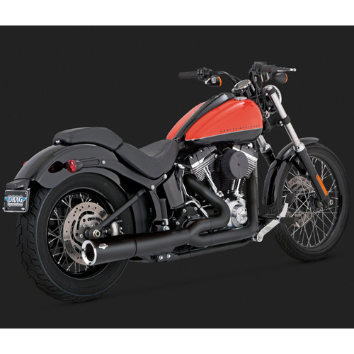 Vance & Hines Exhaust System, Pro Pipe, Full, Steel, Black Ceramic Coated, Round Straight Outlet, Softail 12-15, H-D, Each