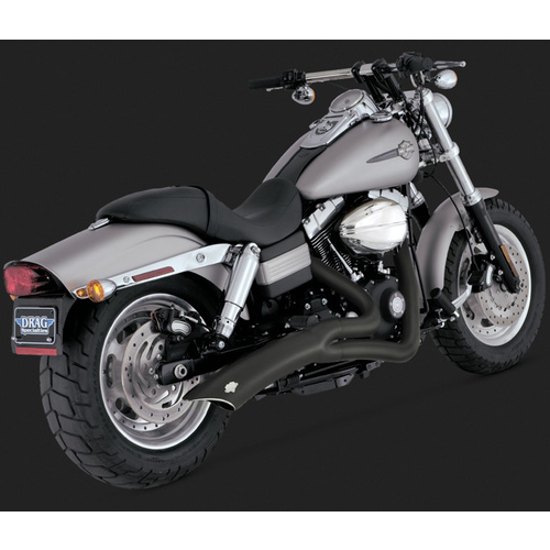 Vance & Hines Mufflers, Big Radius, Full, Steel, Black Ceramic Coated, Round Scalloped Outlet, 2-1 Dyna 06-11, H-D, Kit