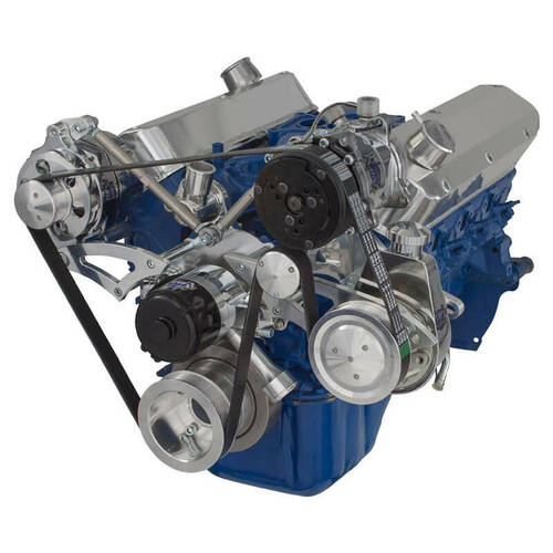 CVF Racing Serpentine Conversion Kit, AC, Alternator & Power Steering w/ Electric Water Pump, For Ford 289-302-351W, Kit