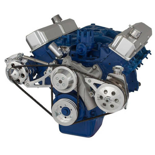 CVF Racing V-Belt System, Alternator & Power Steering w/ Saginaw Pump, For Ford 390, Kit