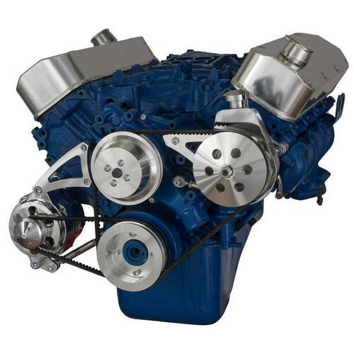 CVF Racing Pulley System, (429 & 460) Power Steering w/ Low Mount Alternator, Big Block For Ford, Kit