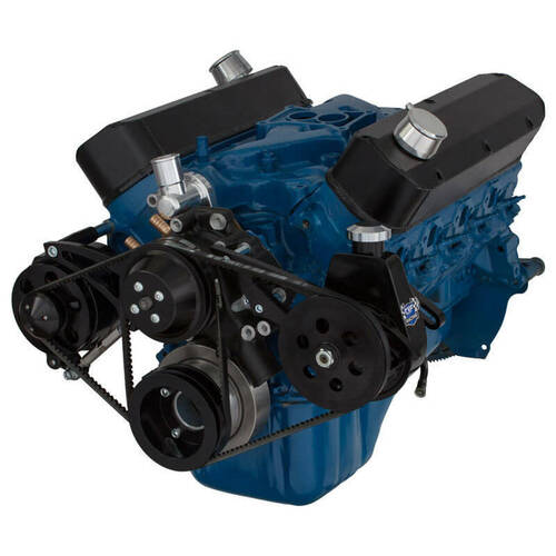 CVF Racing V-Belt System, Alternator & Power Steering, Black For Ford 289-302-351W, Kit