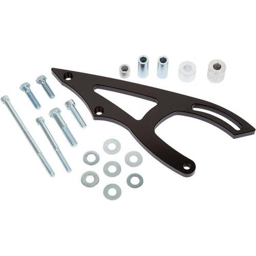CVF Racing Power Steering Bracket, 289, 302, 351W, Suits Saginaw Pump, Stealth Black For Ford Small Block, Kit