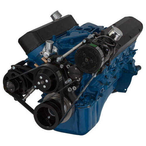 CVF Racing Serpentine Conversion Kit, Alternator & A/C, Black For Ford 289-302-351W, Kit