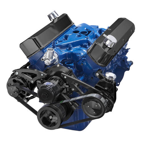 CVF Racing Serpentine Conversion Kit, Alternator & Power Steering w/ Electric Water Pump, Black For Ford 289-302-351W, Kit