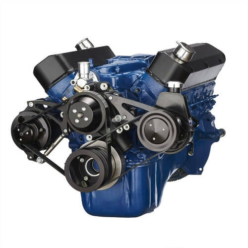 CVF Racing Serpentine Conversion Kit, Alternator & Power Steering, Black For Ford 289-302-351W, Kit