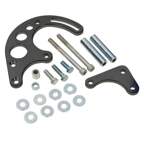 CVF Racing Power Steering Bracket, Electric or Long Water Pump, Stealth Black For Chevrolet Small Block, Kit