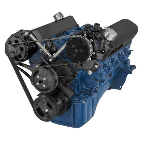 CVF Racing Serpentine Conversion Kit, Alternator & A/C, Black For Ford 5.0L & 5.8L, Kit