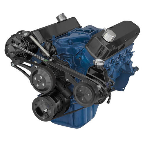 CVF Racing Serpentine Conversion Kit, Alternator & Power Steering, Black For Ford 5.0L & 5.8L, Kit