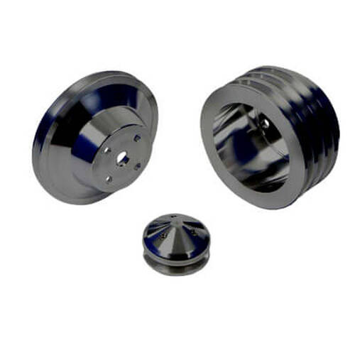 CVF Racing Pulley Kit, LWP, Stealth Black Big Block For Chevrolet V-Belt, Kit