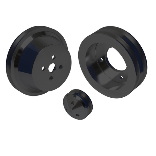 CVF Racing Pulley Kit, PS (429 & 460), Stealth Black For Ford Big Block, Kit