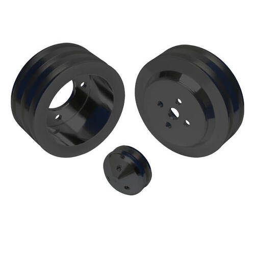 CVF Racing Pulley Kit, A/C (429 & 460), Stealth Black For Ford Big Block, Kit