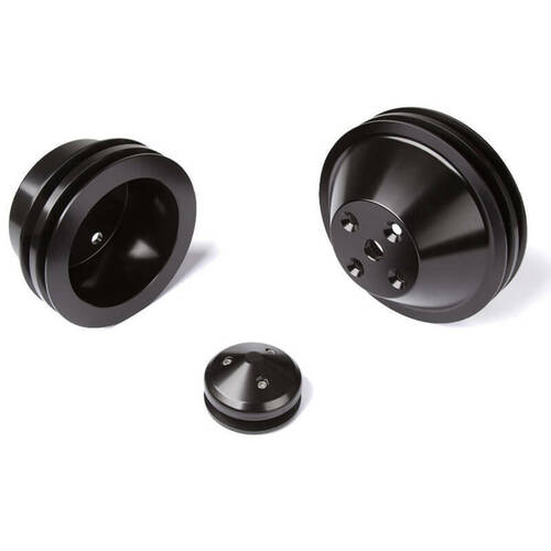 CVF Racing Pulley Kit, V-Belt, LWP 2V, Stealth Black For Chevrolet Small Block, Kit
