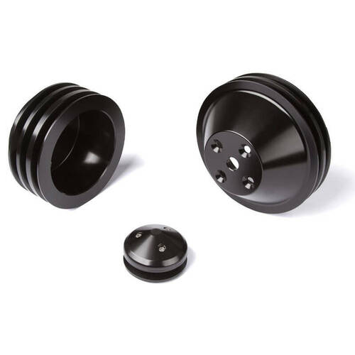 CVF Racing Pulley Kit, V-Belt, LWP 3V, Stealth Black For Chevrolet Small Block, Kit
