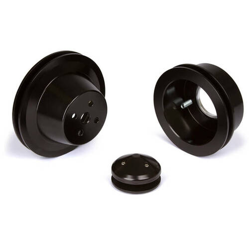 CVF Racing Pulley Kit, Stealth Black For Ford Small Block, CVF (3 Bolt Crank), Kit