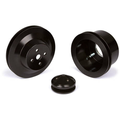 CVF Racing Pulley Kit, Alt (3 Bolt Crank), Stealth Black For Ford Small Block, Kit