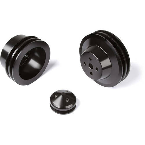 CVF Racing Pulley Kit, PS (3 Bolt Crank), Stealth Black For Ford Small Block, Kit
