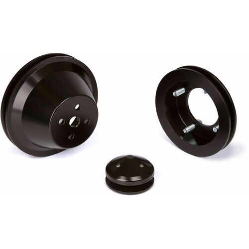 CVF Racing Pulley Kit, ALT (4 Bolt Crank), CVF Brackets, Stealth Black For Ford Small Block, Kit