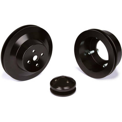 CVF Racing Pulley Kit, Alt (4 Bolt Crank), Stealth Black For Ford Small Block, Kit