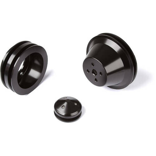 CVF Racing Pulley Kit, 1V WP / 2V Crank, 4 Bolt, Stealth Black For Ford Small Block, Kit