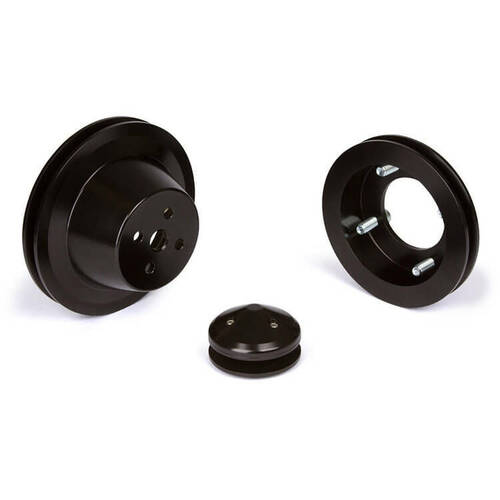 CVF Racing Pulley Kit, Alt (4 Bolt Crank, 289 WP), Stealth Black For Ford Small Block, Kit