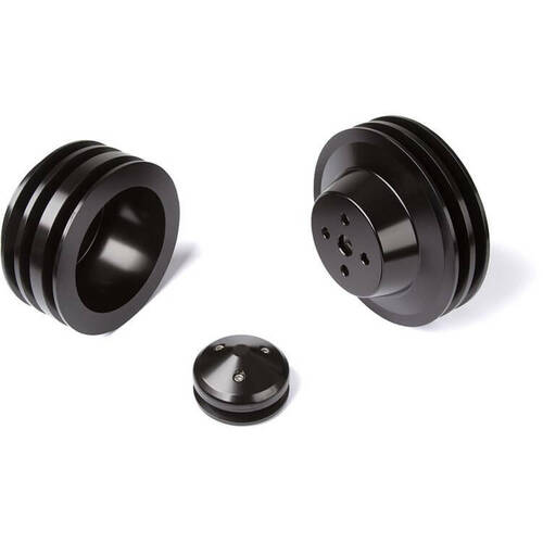 CVF Racing Pulley Kit, A/C (4 Bolt Crank, 289 WP), Stealth Black For Ford Small Block, Kit
