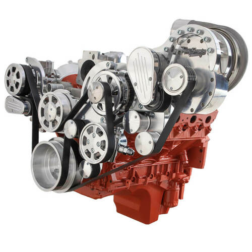 CVF Racing Serpentine Kit, TorqStorm, AC, Alternator & Power Steering, For Chevrolet LS Engine Mid Mount, Kit