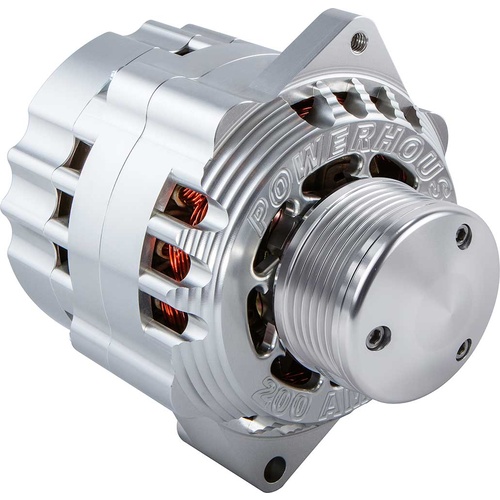 CVR Billet Powerhouse Alternator w/ 6 Groove Pulley - Clear