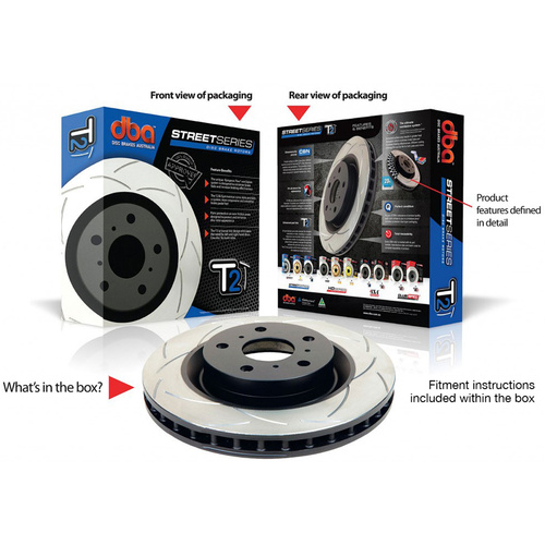DBA Disc Rotor, T2 Slot, 290mm Dia., 82mm Height, 22mm Thick, Hub Type Centre Hole, For Holden F, Each