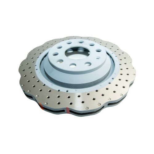 4000 XD Crossdrilled and Dimpled WAVE Disc SILVER PAINT KP, For VW Golf R32 /Jetta/Tiguan & Skoda 03-> R , Kit